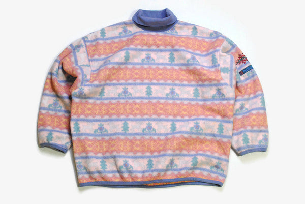 vintage ADIDAS LAPPLAND FLEECE multicolor retro hipster wear men's 90's 80's sweater abstract pattern rave outfit zipped anorak style print