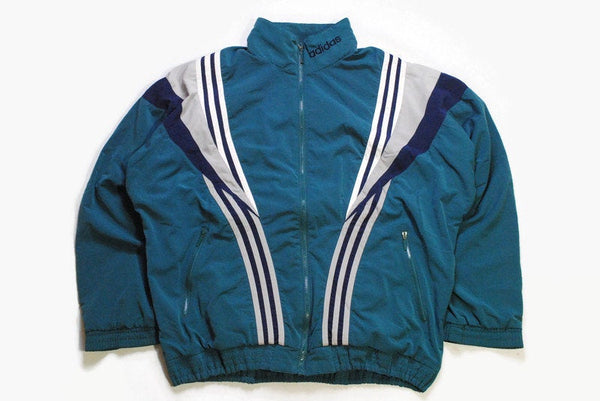 vintage ADIDAS ORIGINALS men's track jacket SIZE L authentic bomber blue rare retro acid rave hipster zipped track suit 90s 80s sport wear