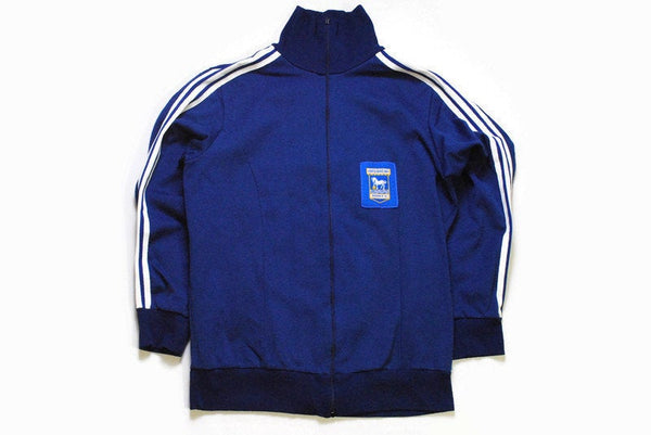 vintage ADIDAS ORIGINALS IPSWICH Town fc football mens track jacket Size L made in Yugoslavia authentic retro sport full zip 80s sport style