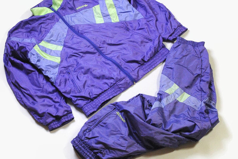 vintage ADIDAS ORIGINALS track suit purple color Size M oversize retro hipster sport clothing rave 90's 80's authentic men's unisex bright
