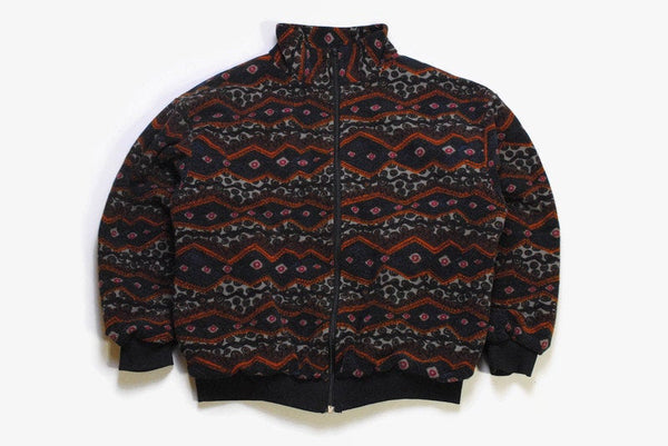 vintage BUSHIDO FLEECE acid multicolor colorway rare retro hipster wear mens 90s 80s sweater abstract pattern rave outfit zipped style print