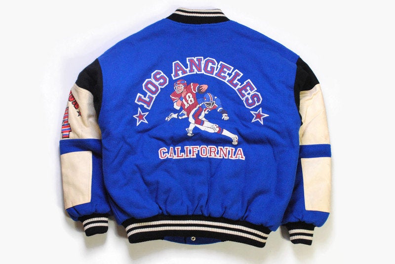 vintage COMPLETO USA Los Angeles California NFL men's Varsity Bomber Jacket big logo Size L authentic rare american football coat 90s 80s