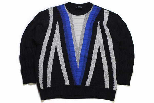 vintage CARLO COLUCCI authentic sweater knit wear black blue Size 54 rare retro mens clothing hipster 90s jumper cardigan sweatshirt classic