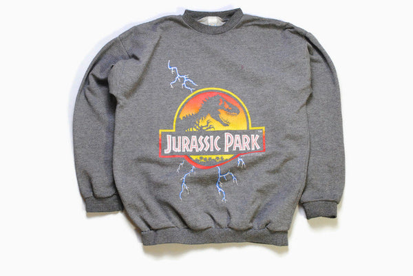 vintage 1992 JURASSIC PARK Universal City Studios Young Canda gray authentic sweatshirt Size S/M retro collection hipster 90s big logo sweat