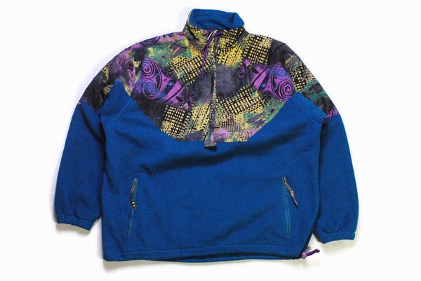 vintage MAMMUT SPORT FLEECE Anorak oversized men's Size xl blue authentic sweater 80s rare retro hipster winter rave outdoor sport athletic