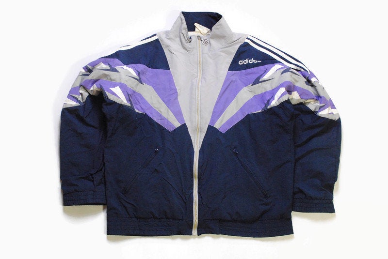 vintage ADIDAS ORIGINALS Track Jacket Size M authentic rare retro hipster 90's germany style rave athletic sport suit acid color blue purple