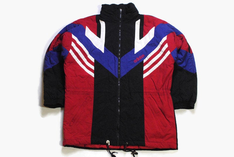 vintage ADIDAS ORIGINALS jacket basic sportswear Size M mens athletic sport multiclor full zip parka style retro hipster 90s 80s rave wear