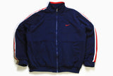 vintage NIKE logo track jacket Size L navy blue rare retro rave hipster sport authentic athletic 90s 80s casual hip hop running streetwear