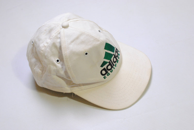 vintage ADIDAS EQUIPMENT hat big logo cap hipster one size white green retro authentic tag cotton 90s 80s summer sun visor deadstock classic