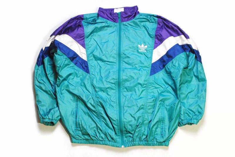 vintage ADIDAS ORIGINALS men's track jacket Size M authentic green rare retro acid rave hipster bomber track suit 90s streetwear clothing