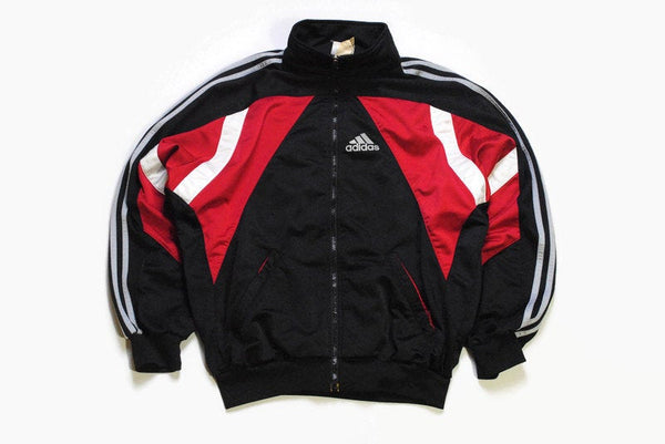 Vintage ADIDAS ORIGINALS men's track jacket big logo Size M authentic black red retro acid rave hipster zipped suit 90s 80s sport stylish