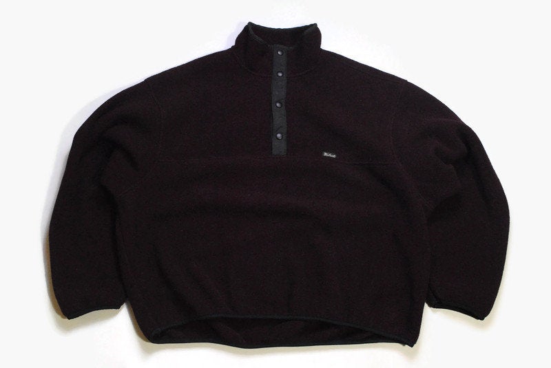 vintage WOOLRICH FLEECE men's Size 2xl dark red color authentic sweater USA style snap sweat 90s rare retro hipster half button warm winter
