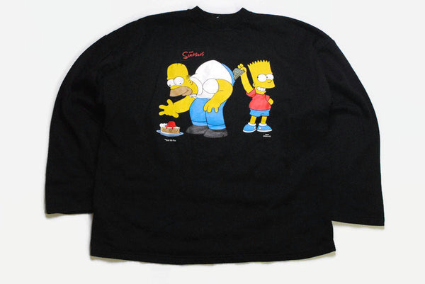 vintage 99's THE SIMPSONS sweatshirt authentic wear black Size M/L rare retro collection hipster 90s Fox studio cartoon big logo Homer Bart