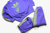 vintage ADIDAS ORIGINALS authentic sport suit purple green neon sweatshirt + pants Size L mens long sleeve athletic 90s 80s retro streetwear
