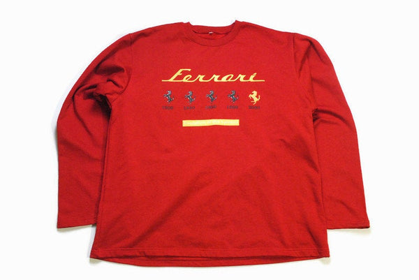 vintage FERRARI Sweatshirt evolution of the symbol crew neck men's Size XL red yellow authentic sweater acid 90s 80s retro hipster original