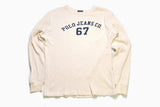 vintage POLO JEANS Co by Ralph Lauren sweatshirt big logo beige rare long sleeve shirt Retro Size L authentic light sweater 90s 80s hipster