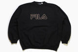 vintage FILA Sweatshirt big logo Size XL men's authenitc black oversize crew neck rave 90's 80's retro hipster sweater rare streetwear sport