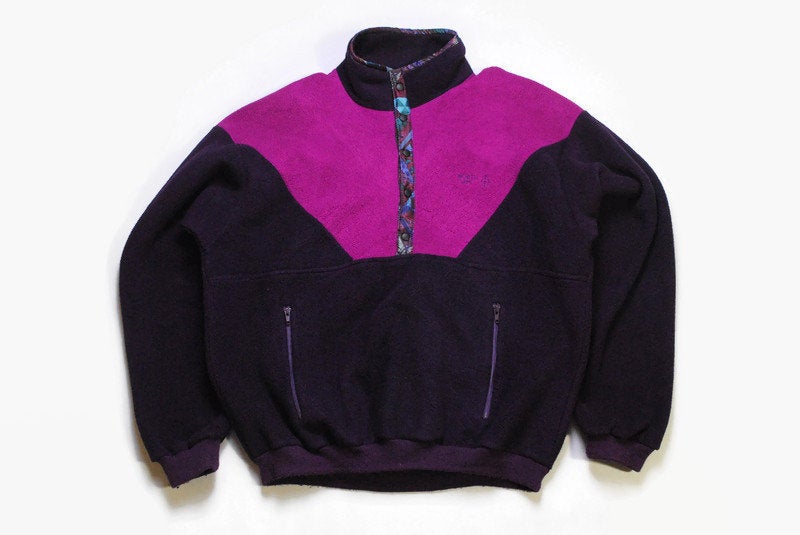 vintage NORTH CAPE FLEECE purple Size L rare retro hipster wear men's 80s 90s sweater bright anorak half zipped winter ski outfit outdoor