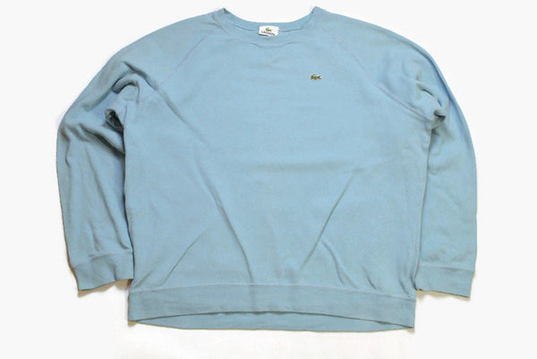 vintage LACOSTE basic sweatshirt Size L men's streetwear retro rave hipster wear authentic 90's 80's cotton casual style sweater light blue