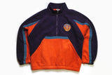 vintage LEOPARD MULTICOLOR FLEECE purple orange Size M rare retro hipster wear men's 80s 90s sweater abstract pattern half zipped winter ski