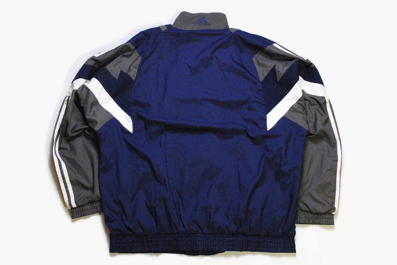 vintage ADIDAS men's track jacket Size L blue gray classic authentic rare retro hipster 90s 80s lightwear oversized suit wear hip hop style
