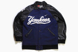 vintege YANKEES NIKE Team New York authentic mens Jacket big logo Size M blue rare team baseball ny USA collactable 90s 80s genuine leather