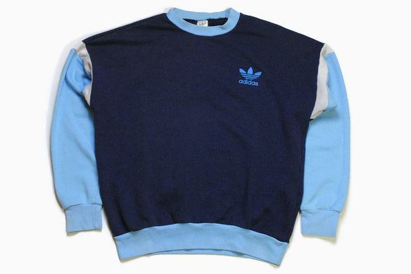 vintage ADIDAS ORIGINALS men's sweatshirt authentic rare retro sweat logo Size M blue hipster rave sport wear 90's 80's running outfit light