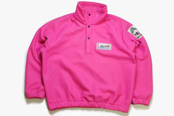 vintage SLEDGE FLEECE Megeve Avoriaz acid colorway Size M/L rare retro hipster wear men's 80s 90's sweater pink abstract pattern rave anorak