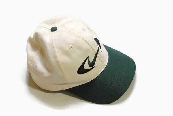 vintage NIKE green beige hat swoosh logo cap hipster one size retro authentic tag color 90's 80's summer sun visor deadstock classic fit men