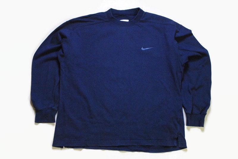 vintage NIKE sweatshirt Size M men's blue authentic 90's 80's rave wear sweater hipster hip hop retro basic logo oversize swoosh streetwear