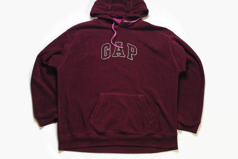 vintage GAP big logo FLEECE Size XL red pink authentic sweater hoodie 90's 80's rare retro hipster hooded hip hop winter rave outdoor wear