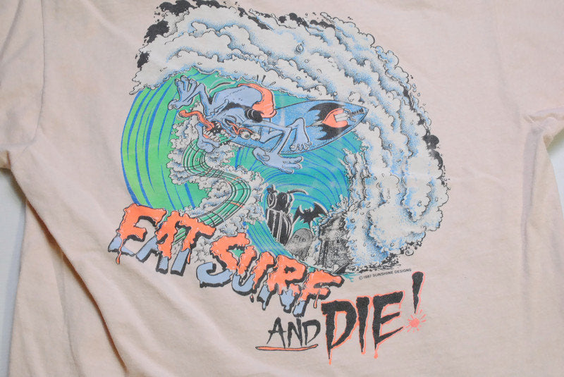 Vintage 1987 Surf Zoids Eat Surf And Die Sunshine Designs T-Shirt Medium