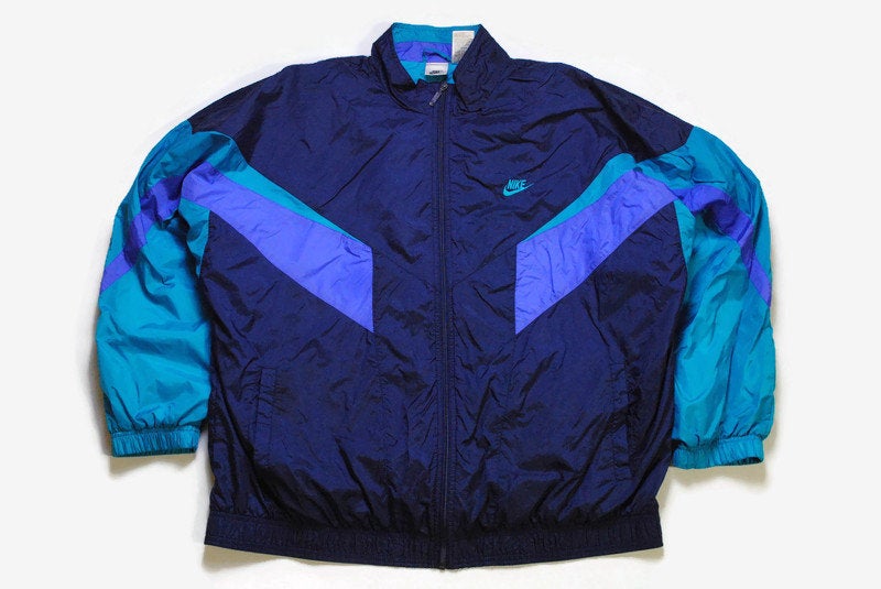 vintage NIKE authentic track jacket Size XXL blue retro rave hipster sport athletic 90's 80's casual hip hop running streetwear logo style