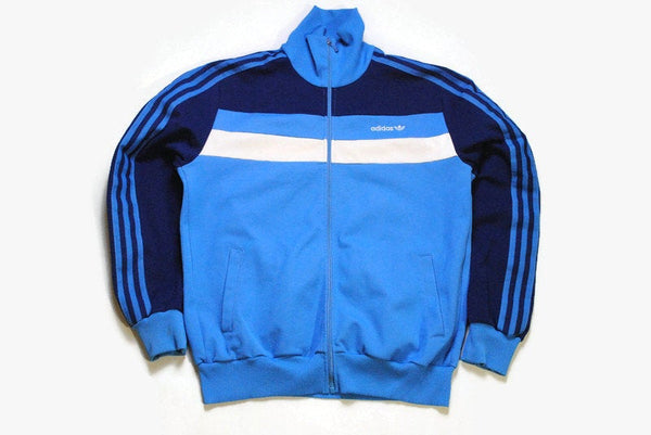 vintage ADIDAS ORIGINALS men's track jacket Size M authentic blue made in Yugoslavia rare retro hipster bomber trackjacket 80s streetwear