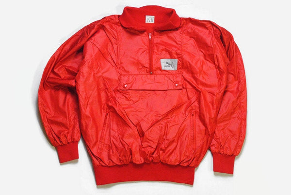 vintage PUMA men's anorak jacket SIZE 5 authentic red bright rare retro rave hipster 90s 80s unisex track tracksuit streetwear clothing wear