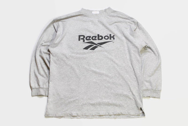 vintage REEBOK big logo sweatshirt Size XL mens oversized gray rare retro 90s 80s rave hipster clothing streetwear England style casual wear