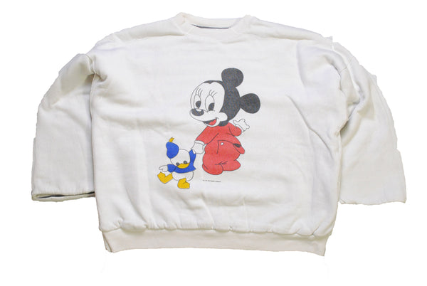 vintage 1986 MICKEY MOUSE authentic sweatshirt wear white Size XS rare retro collection hipster 90's 80's cardigan big logo unisex women's