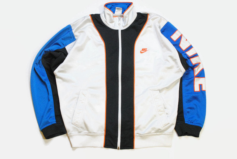 vintage NIKE authentic track jacket Size M blue white rare retro rave hipster sport athletic 90s 80s casual hip hop running streetwear logo