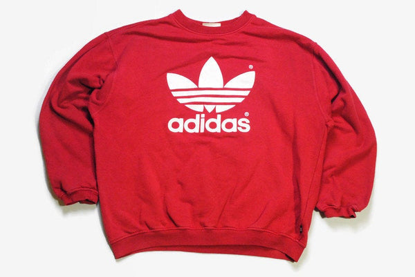 vintage ADIDAS ORIGINALS big logo sweatshirt oversized men's long sleeve athletic sweater 90s red retro streetwear casual authentic Size L