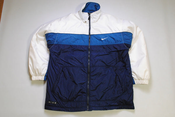 vintage NIKE authentic jacket Size M blue white retro rave hipster sport athletic 90s 80s USA style hip hop running streetwear logo style
