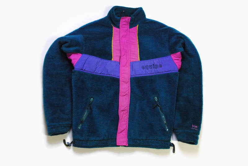 vintage HELLY HANSEN Equipe FLEECE Sweater oversize men's Size S/M authentic jacket 90's 80's retro hipster winter rave outdoor streetwear