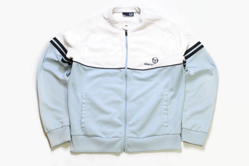vintage SERGIO TACCHINI track jacket Size XL men's authentic white blue rare retro rave hipster 90s casual Green Street Hooligans streetwear