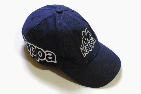 vintage KAPPA big logo hat navy blye cap hipster one size retro authentic tag color 90's 80's summer sun visor deadstock classic fit men's