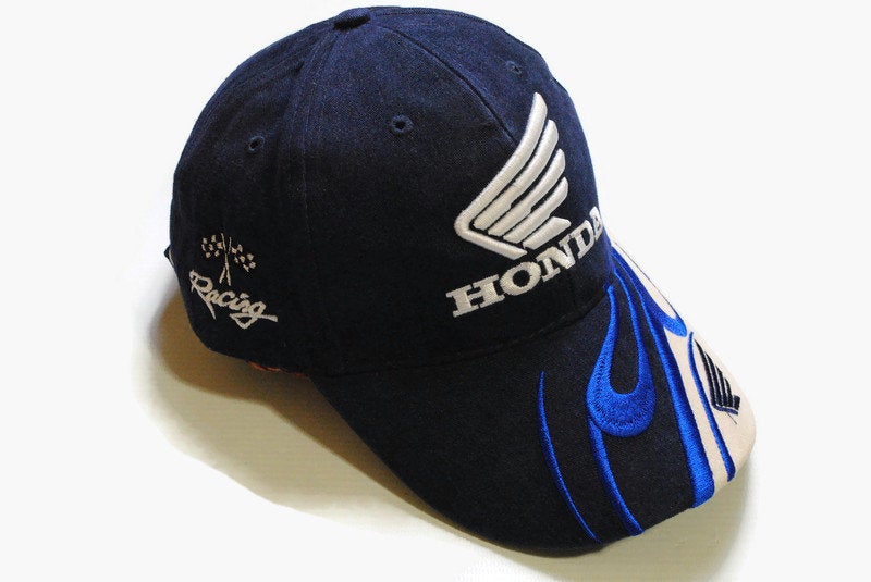 vintage HONDA mens Baseball Cap Hat One Size blue white Big logo Trucker authentic race sport team retro 90s F1 Formula 1 Japan car brand