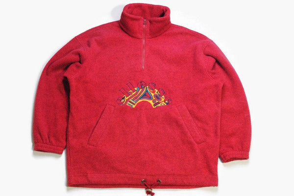 vintage ELLESSE Fleece big logo red Size mens M half zip authentic rare retro hipster wear 90s 80s oversized unisex winter warm rave sweater