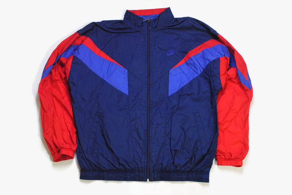 vintage NIKE authentic track jacket Size M red blue rare retro rave hipster sport athletic 90s 80s casual hip hop running streetwear logo