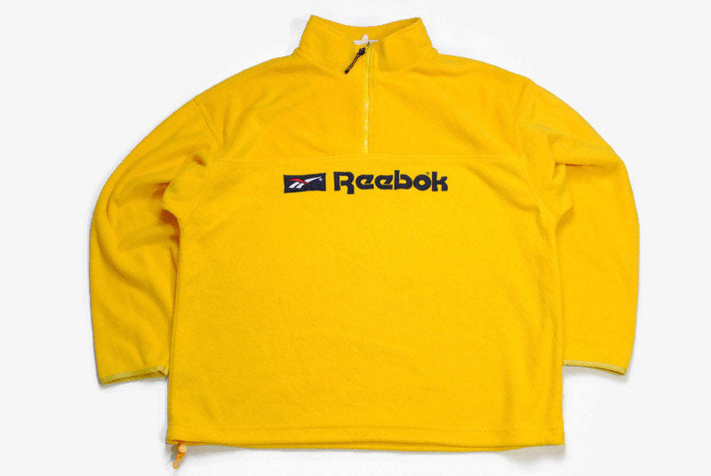 vintage REEBOK Classic FLEECE oversized men's Size XL yellow authentic sweater 90s 80s bright retro hipster winter rave outdoor streetwear