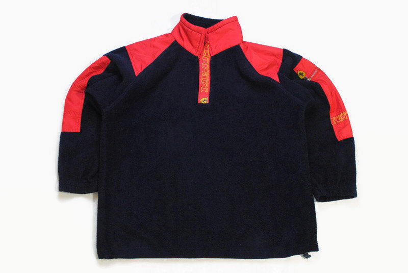 vintage FERRARI FLEECE sweater half zip navy blue red men's Size XL winter warm authentic formula 1 outfit 90s rare retro hipster original