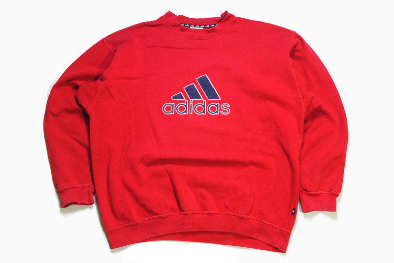 vintage ADIDAS ORIGINALS big logo sweatshirt oversized men's long sleeve 90s athletic sweater red retro streetwear casual authentic Size L