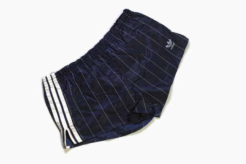 vintage ADIDAS ORIGINALS track shorts Size M blue striped made in West Germany 90s 80s suit sport polyester classic activewear above knee